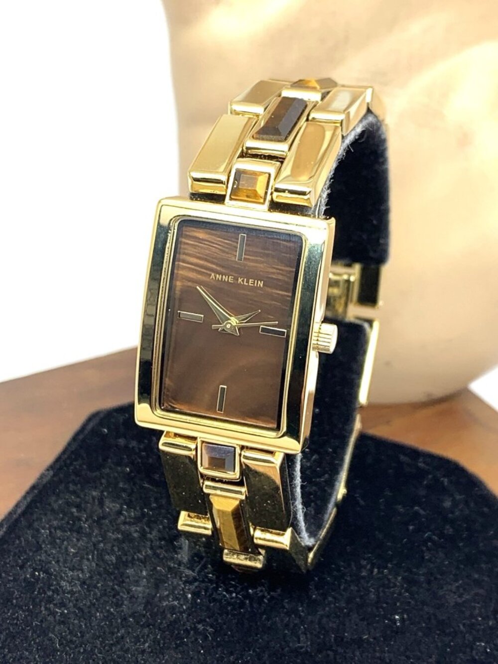 Anne Klein Women's Watch AK/4156 Quartz Tiger Eye Dial Gold Stainless Steel 21mm